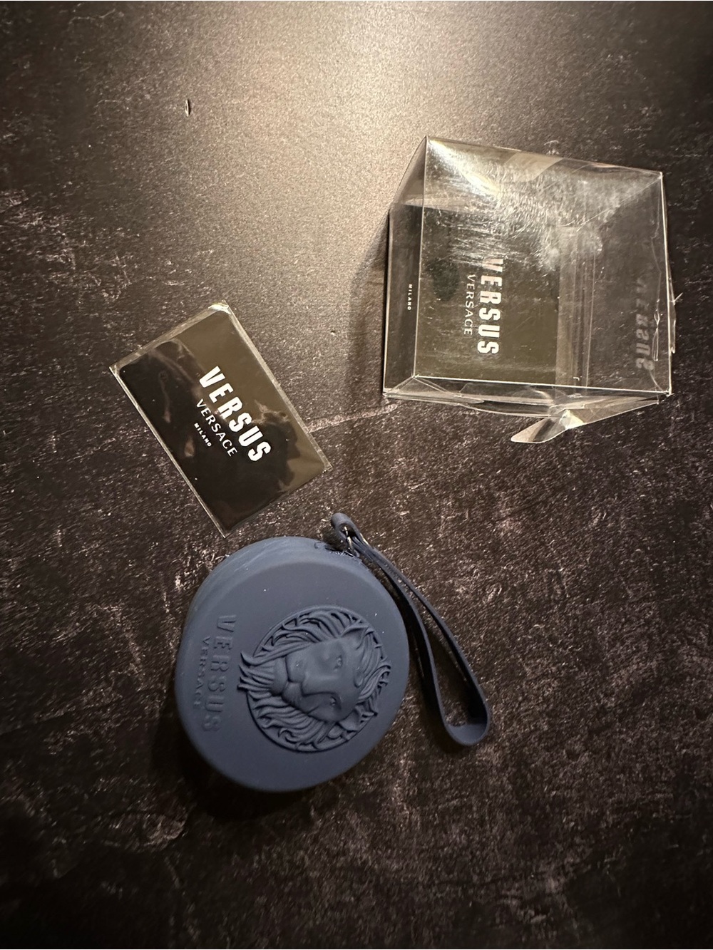 Versus Versace Men’s Blue Silicone Medusa Coin Pouch with Strap